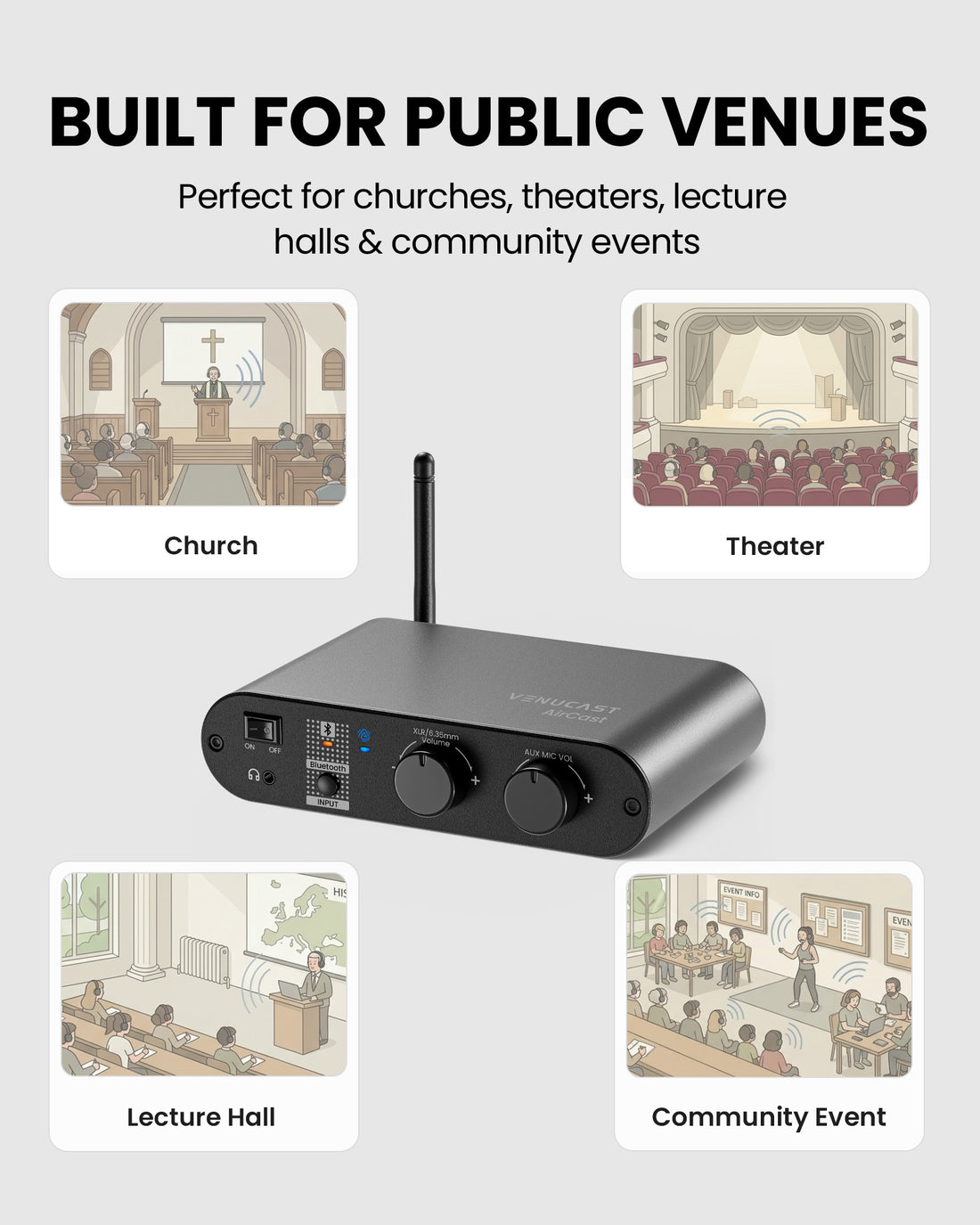 53901 Auracast Assistive Listening System for Churches, Theater, Lecture Hall, and Community Events 
