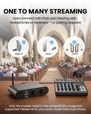 AuraPlex Pro MX AuraClip Venue Auracast Receiver System for churches, theaters, and venues. Supports Auracast BYOD  hearing aids, receivers, and headphones with no pairing required.