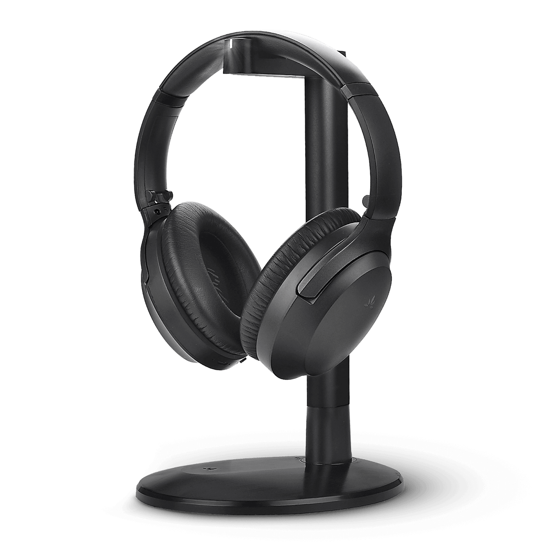 Aria Aura T Auracast headphones on the included charging stand