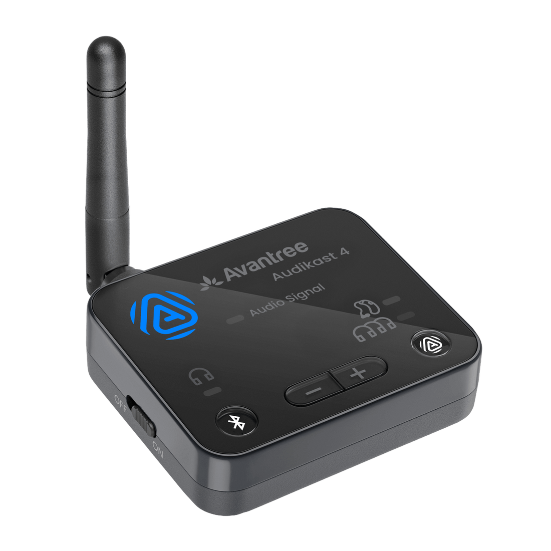 Audikast 4 Bluetooth & Auracast TV transmitter for wireless audio. Compatible auracast enabled hearing aids, headphones and speakers.