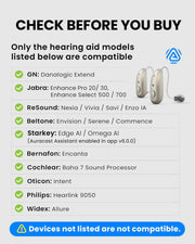 Audikast 4 Bluetooth and Auracast TV transmitter for Auracast-enabled hearing aids only; not compatible with non-Auracast hearing aids.