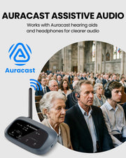 AuraPlex H4 Pro Auracast Group Listening for assistive shared audio in group venues, compatible with Auracast-enabled hearing aids and headphones for clear audio.