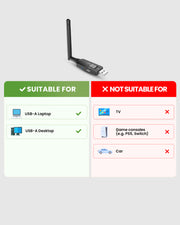 DG60 Aura USB-A Auracast Venue Transmitter for laptops and desktops with long-range connectivity for auracast headphones, hearing aids, receivers.