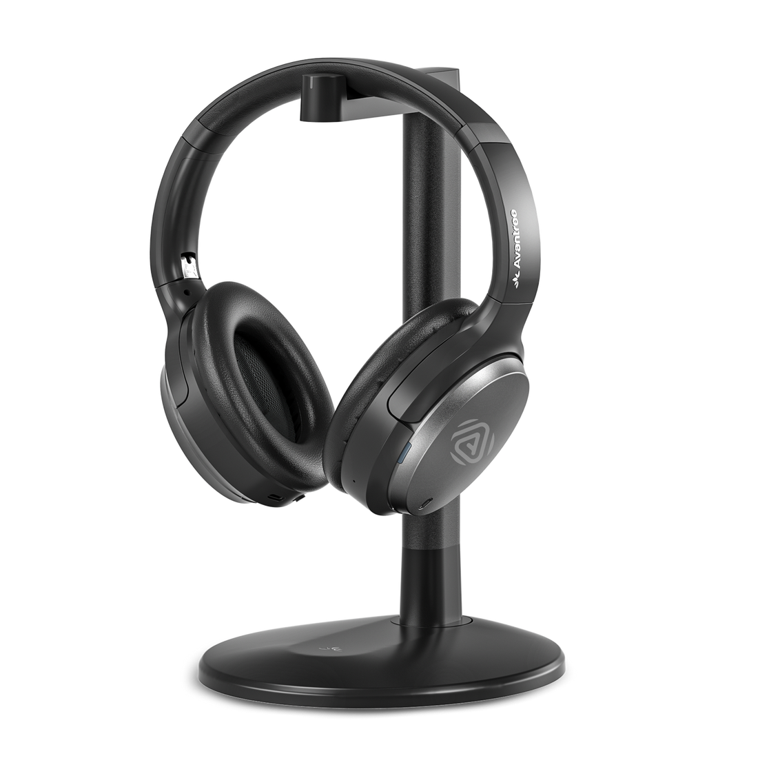 Eon Aura T Premium Auracast headphones with ANC, 60-hour playtime, replaceable parts, and a charging dock.