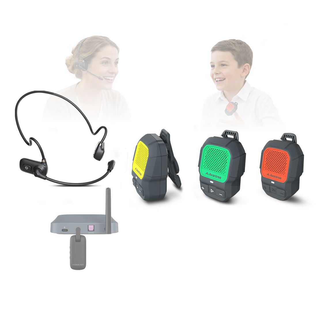 FreeMic Classroom 3 Kit with Oasis Aura transmitter and three ShareCast Solo speakers