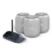 Harmony A0 Auracast Bluetooth 5.4  Venue Transmitter with 3 sync Speakers, Expandable Wireless Audio System for restaurants, cafés, and table-by-table audio.