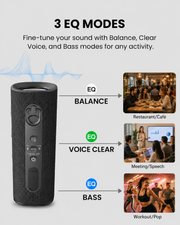Harmony A1 Multi-Room LE Audio Auracast Venue Speaker System for Home & Events, featuring 3 modes for balanced audio, deep bass, and clear voice.