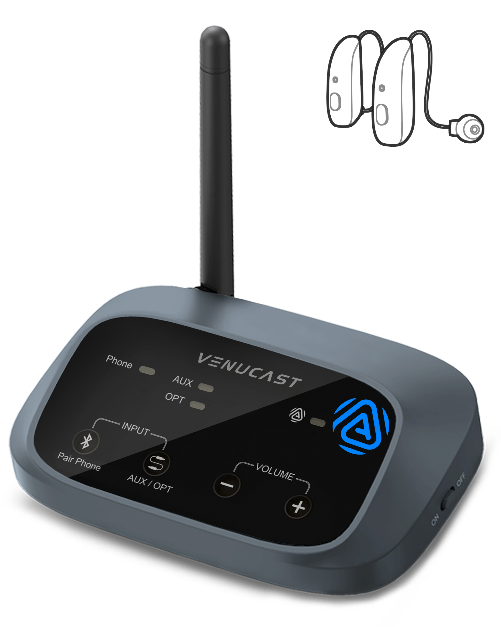 Oasis Aura 
Auracast transmitter for Church, Public events and home TV setups. 
Functioning as an Auracast audio adapter 