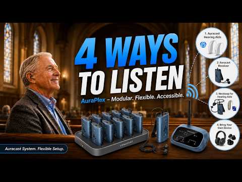 Auracast Group Listening for Churches & Public Spaces. Compatible with Auracast-enabled hearing aids, headphones, and receivers.
