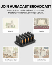 AuraView 10-Pack Assistive Listening for Public Venues, ideal for churches, classrooms, conferences, theaters, and senior centers.