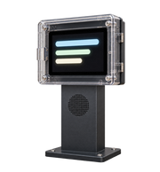 Outdoor caption display in a protective enclosure
