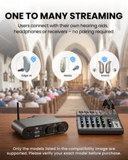 AirCast Long-Range Professional Venue Auracast Transmitter for Hearing Aids, supports Auracast BYOD  hearing aids, receivers, and headphones with no pairing required.