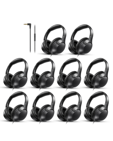 10-Pack Wired Over-Ear Headphones