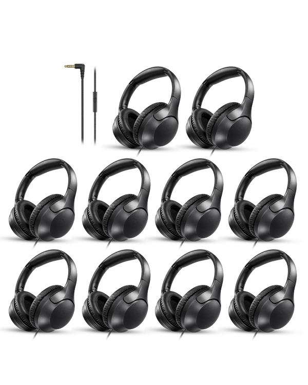 10-Pack Wired Over-Ear Headphones