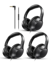 3-Pack Wired Over-ear Headphones  compatible with with 3.5mm , plug-and-play use for schools, tours, training, exhibitions, and shared listening environments.