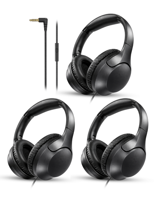 3-Pack Wired Over-ear Headphones