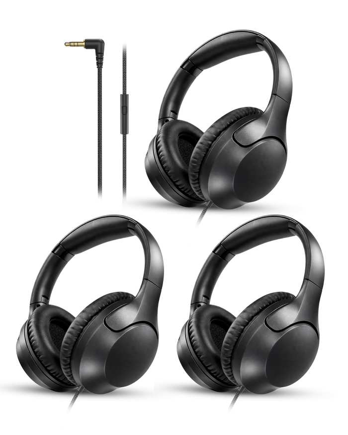 3-Pack Wired Over-ear Headphones