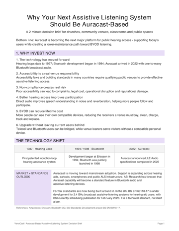First page of the Auracast decision brief