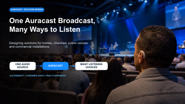 First slide of a VenuCast Auracast webinar